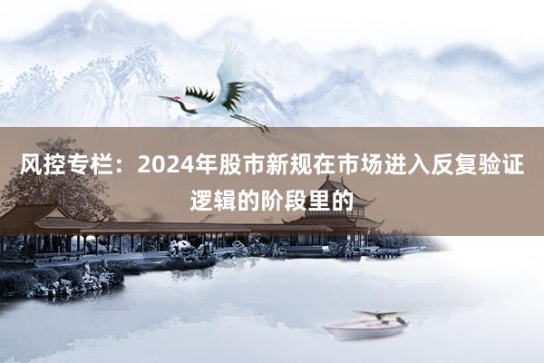 风控专栏：2024年股市新规在市场进入反复验证逻辑的阶段里的
