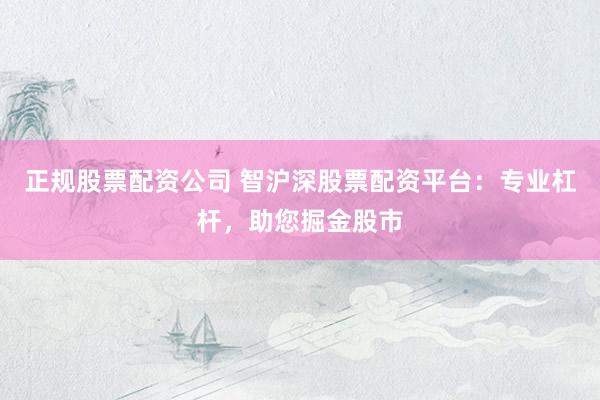 正规股票配资公司 智沪深股票配资平台：专业杠杆，助您掘金股市