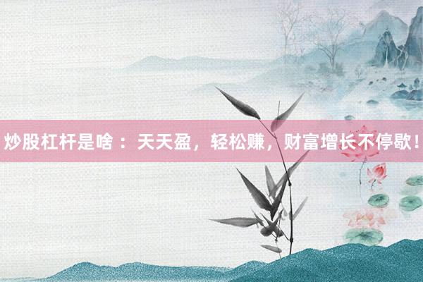 炒股杠杆是啥 ：天天盈，轻松赚，财富增长不停歇！